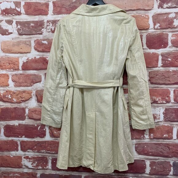 Bebe Jacket Women's Large Cream Shimmery Linen Blend Lightweight Long Blazer - Picture 2 of 9